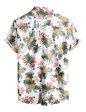 Talla: S - Camisa hawaiana floral de manga corta con botones para hombre, Blanco, amarillo on Sale