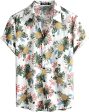 Talla: S - Camisa hawaiana floral de manga corta con botones para hombre, Blanco, amarillo on Sale