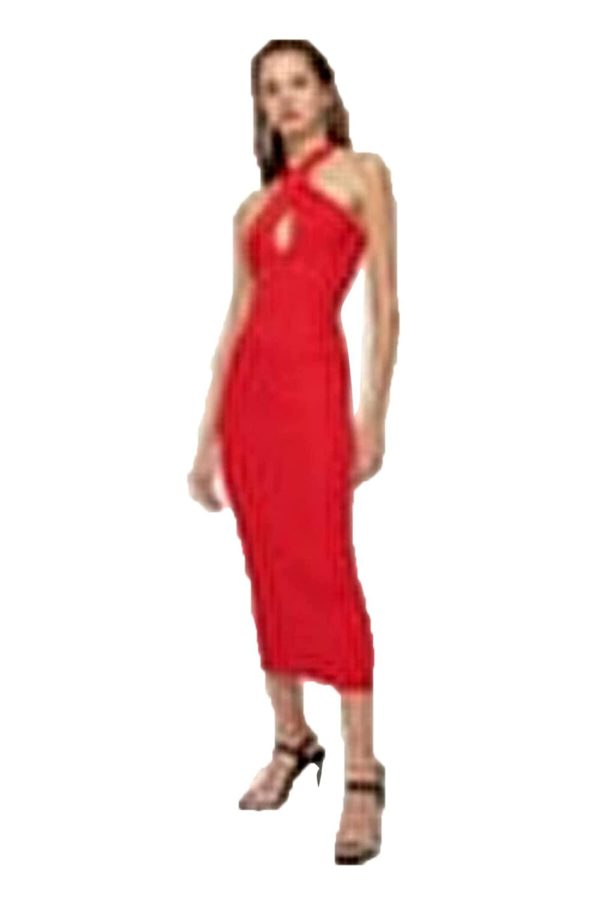 Talla: L - Vestido entallado de mujer Trendyol Mini Bodycon de ajuste regular en rojo Cheap